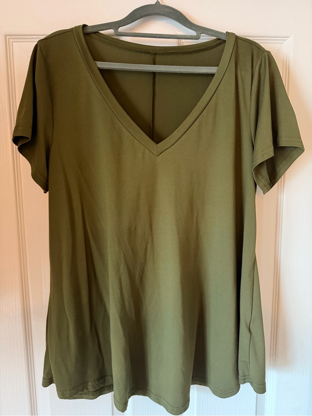 Women’s Olive V-Neck Short Sleeve Tee